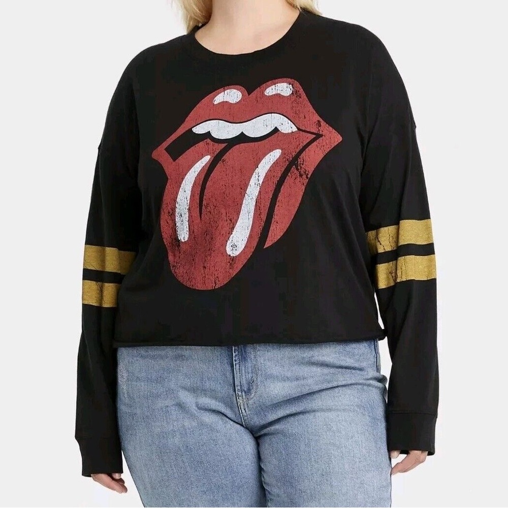 The Rolling Stone Stripes Tongue Logo Rock Band Long Sleeve Tee Size Medium - Picture 2 of 7